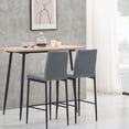 thumbnail image 5 of Topcobe 2 Pcs Fireproof Leather Diamond Grid Pattern Bar Chairs, Set of 2 Modern Bar Height Bar Stools with Back & Metal Legs, Dark Gray, 5 of 14
