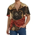 thumbnail image 1 of Fotbe Western French Bulldog Cowboy Camisa Estampada de Manga Corta para Hombre, Casual de Verano, Estilo Playero, Sin Arrugas-Medium, 1 of 5