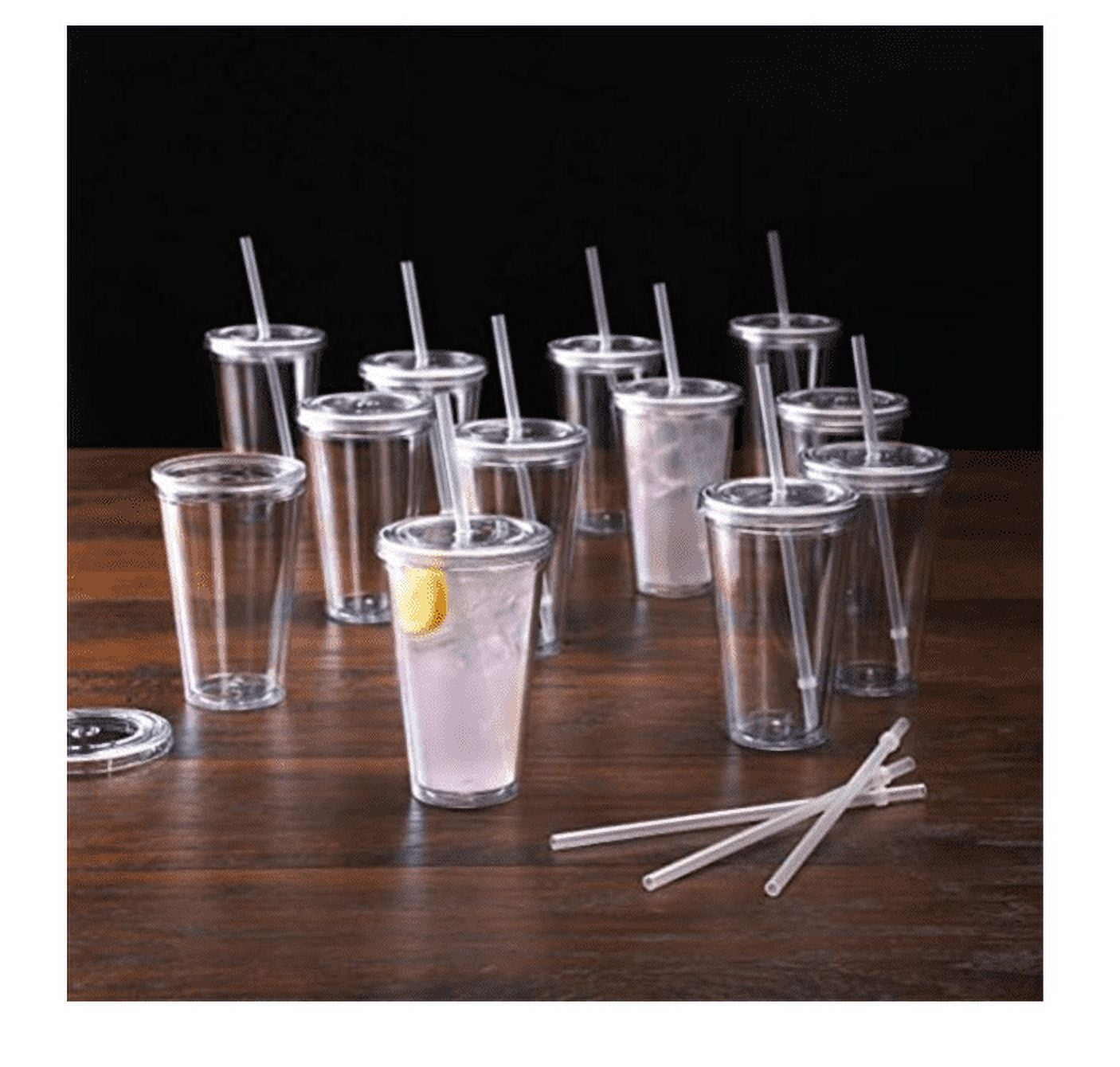 Tumblers with Lids and Straws.16 oz Clear Pastel Colored Plastic Acrylic Travel Tumblers Cups.Double Wall Insulated Matte Reusable Tumblers Bulk for
