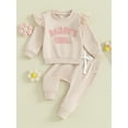 thumbnail image 2 of Bagilaanoe 2PCS Toddler Baby Girl Pants Set Letter Embroidery Long Sleeve Sweatshirt Tops + Sweatpants 6M 12M 18M 24M 3T Kids Casual Sweatsuits, 2 of 8