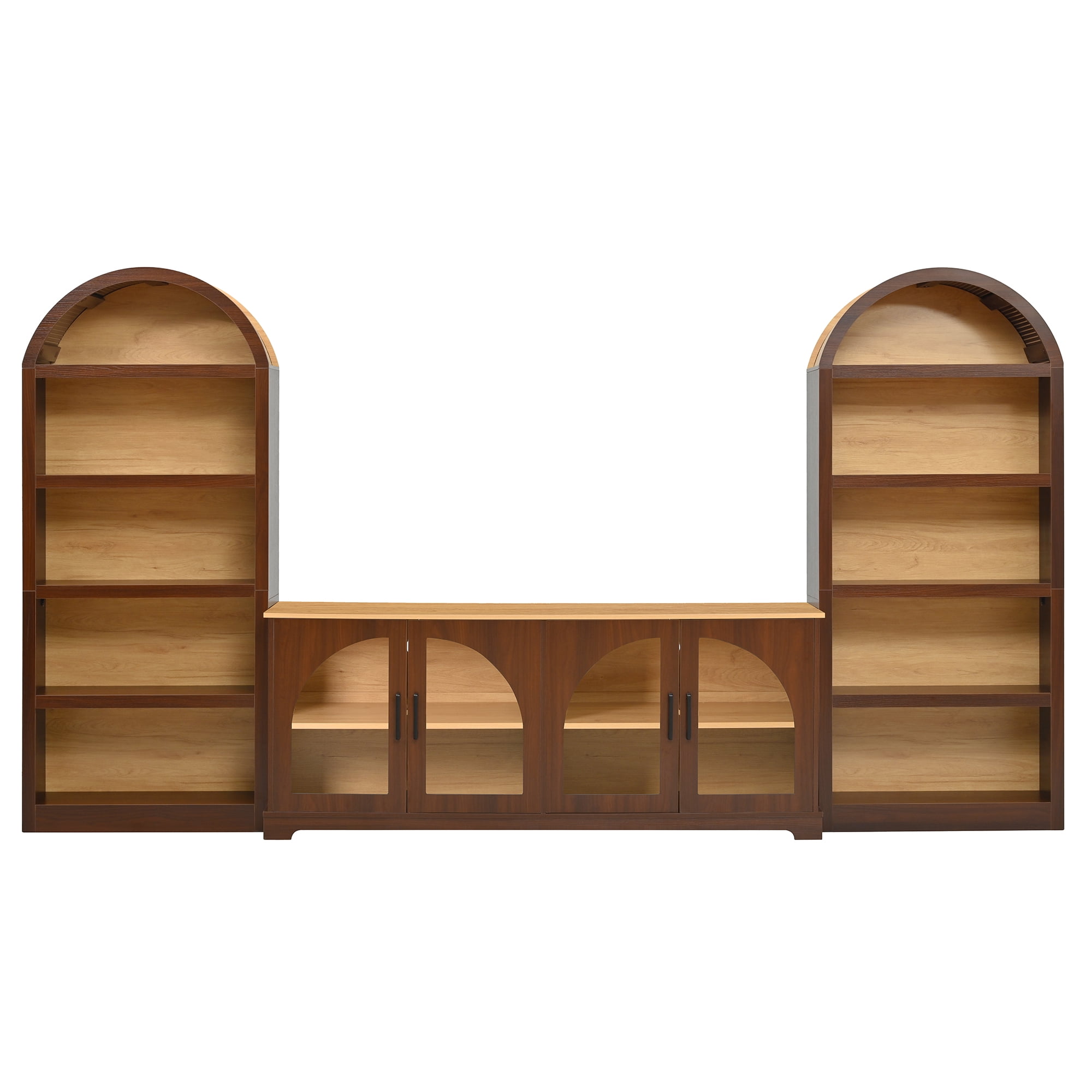 Aukfa 3-Piece Modular TV Stand Set for TVs Up to 70", Modern Wall Unit Entertainment Center,Walnut