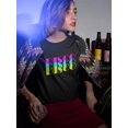 thumbnail image 2 of Triple Multicolor "Disco" Medium Front Text Women Black T-Shirt, Female XX-Large, 2 of 4
