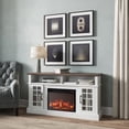 thumbnail image 5 of BELLEZE 58" TV Stand with 23" Electric Fireplace, Fireplace TV Console for TVs up to 65", Home Entertainment Center with Storage Cabinet and Adjustable Shelves - Astorga (White), 5 of 7