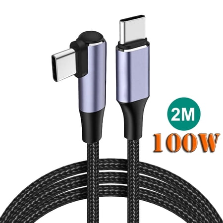 USB C to USB C Cable 100W 6.6ft C to C Cable Fast Charging Type C Charger Fast Charging Right Angle Sideways Phone Charger for iPhone 17 Pro Max Accessories M5 MacBook Air Samsung S25 iPad