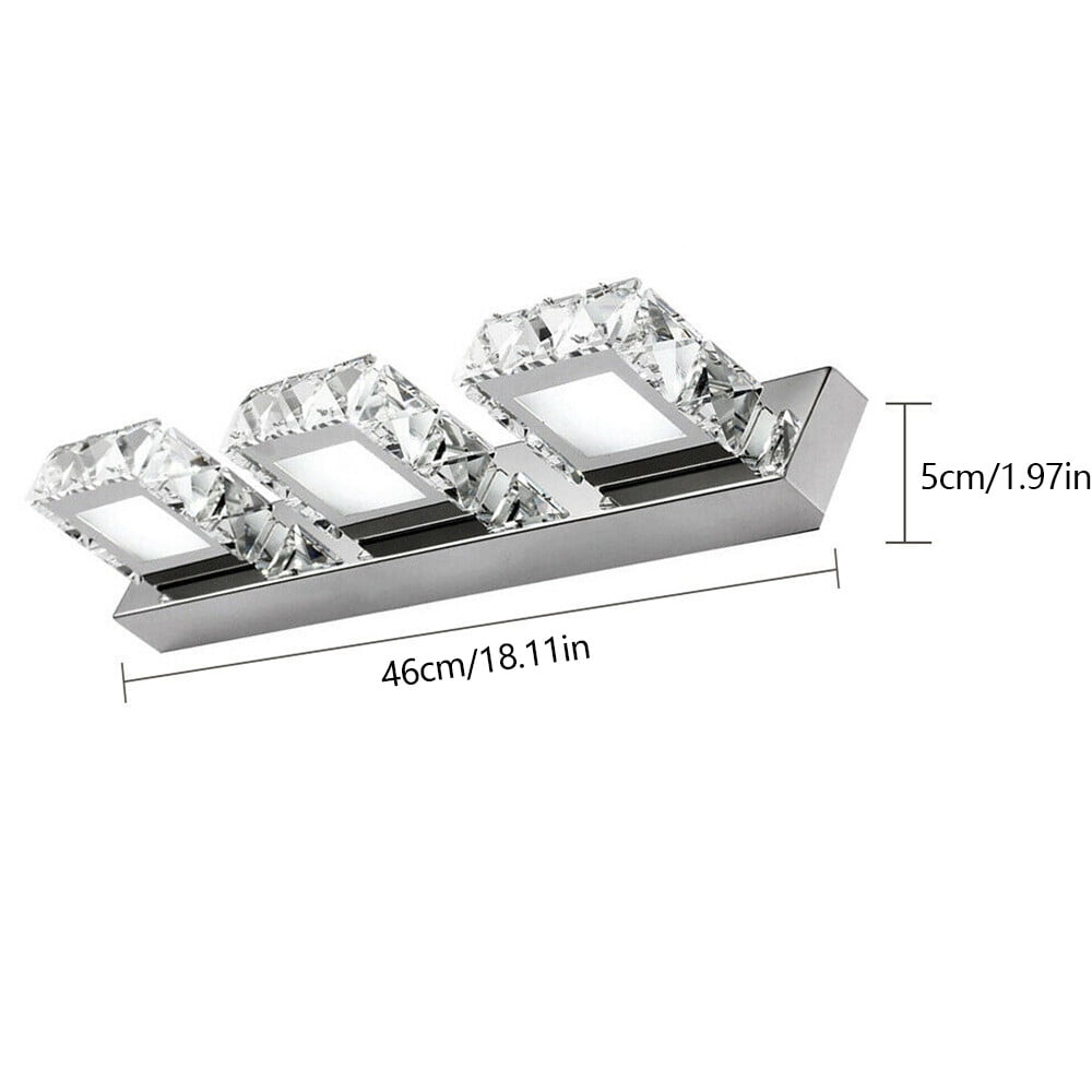 LED Silver Modern Wall-Mounted Makeup Front Mirror Light Vanity Wall Lamp Acrylic+Crystal For Bathroom