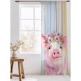 thumbnail image 3 of Sheer Curtains 108 Inches Long, Farmhouse Pig Semi Sheer Curtains Light Filtering Window Treatment, Spring Floral Farm Animal Wooden Privacy Voile Drapes for Living Room Bedroom 52x108 Inch, 3 of 7