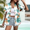 thumbnail image 2 of Womens Shirts Women's Stylish Printed Short Sleeve Blouse Flowy Casual with V Neck Button Front Summer Outfits Hawaiian Print Turn Down Collar White XXL, 2 of 4