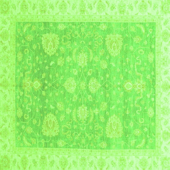 Ahgly Company Indoor Square Oriental Green Traditional Area Rugs, 6' Square