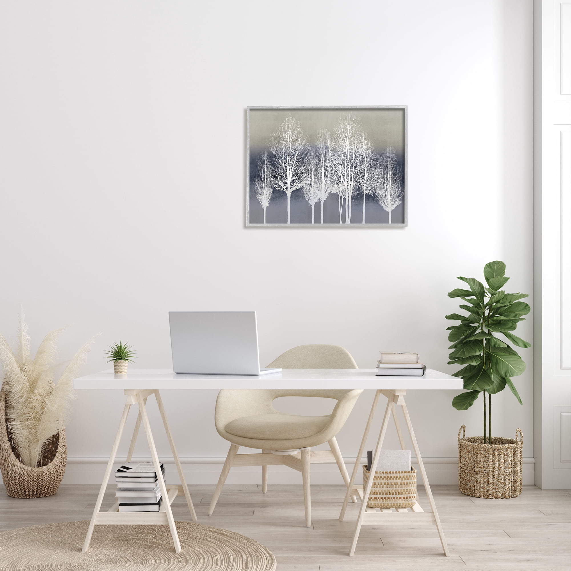 Stupell Industries Modern Tree Forest Winter Landscape over Pattern, 24 x 30, Designed by Kate Bennett