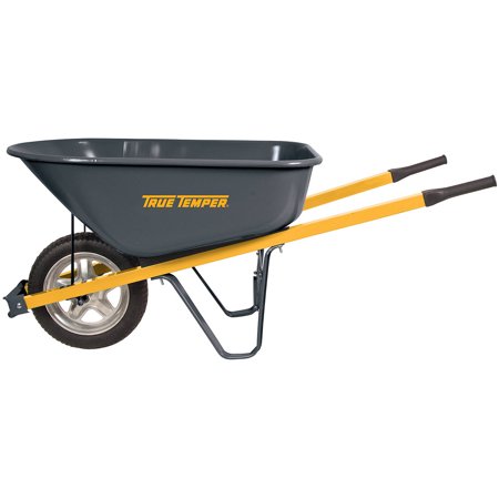 True Temper R6STSP25 6 Cu Ft Steel Wheelbarrow with Steel Handles and ...