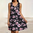thumbnail image 5 of Summer Oversize Dresses for Womens 2026 Fashion Printed V Neck Sleeveless Loose Ruched Knee-Length Dress, 5 of 8