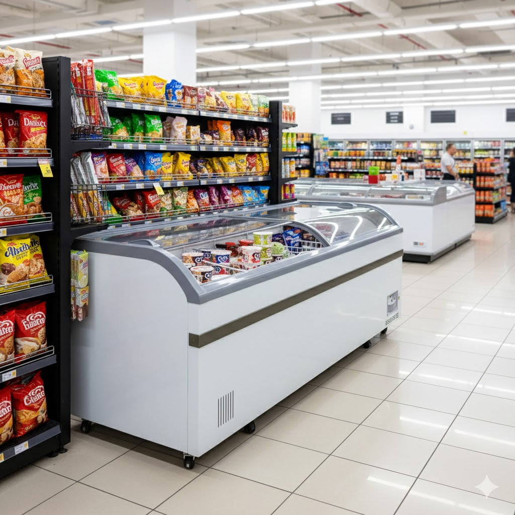 79” Commercial Ice Cream Freezer Display Case with Sliding Curved Glass Top, 27 Cu. Ft., 115V R290, NSF Certified