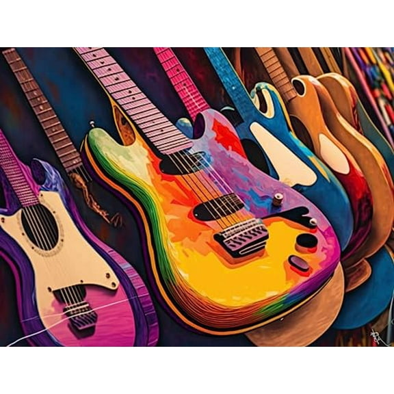 wooden puzzle Colorful Electric Guitars Intelligent Game Fit togather a magic Art for home Decoration or Prensent 500 pieces
