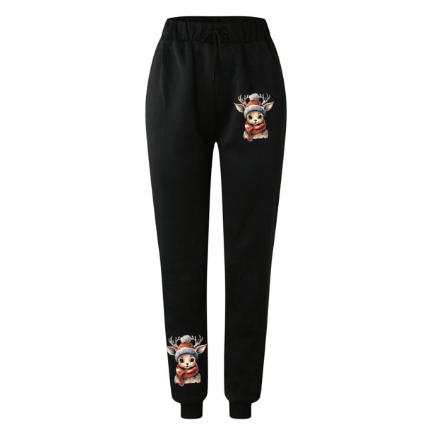 Gibobby pantalones cargo Pantalones deportivos ajustados con estampado animal lindo navideño para mujer Pantalones cálidos(Gris, L)