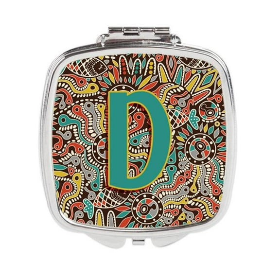 Letter D Retro Tribal Alphabet Initial Compact Mirror