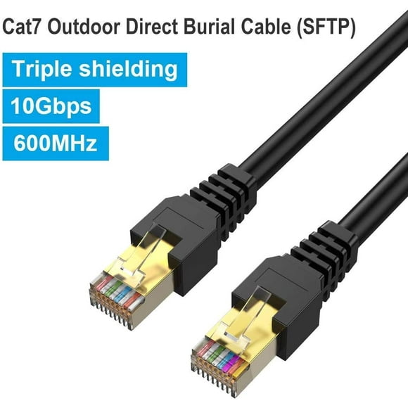 Cat7 Câble Ethernet 15FT ( 4.57 Mètres ) Blindé (SSTP) Câble Réseau, Haute Vitesse 26AWG LAN Câble avec Connecteurs RJ45,