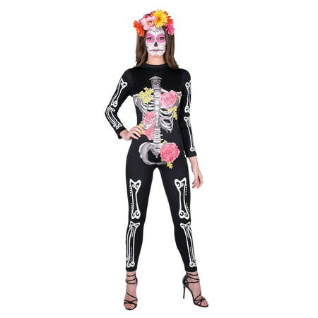 Day of the Dead Catsuit Costume for Women