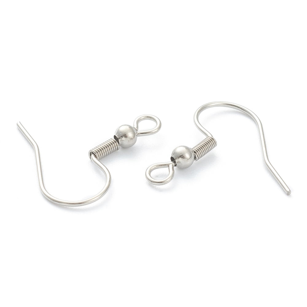 Resistant 316 Surgical Stainless Steel Earring Hooks Ear Wire with Horizontal Loop Stainless Steel color 19mm Hole: 2mm 22 Gauge Pin: 0.6mm