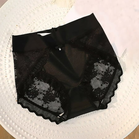 GENGING Panties for Women Ladies  Mid High Waisted Lace Sexy Roll Back Clearance Items Hip Lifting And Abdominal Tightening Ice Silk Satin Seamless Underwear For Ladies