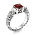 thumbnail image 2 of Mooneye 6MM Square Garnet Wedding Special Bohemian Women Ring 925 Sterling Silver, 2 of 3