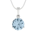 thumbnail image 4 of 2 cctw Swiss Blue Topaz White Gold Plated Pendant with 18" Box Chain (8.0mm, Round Cut), 4 of 7