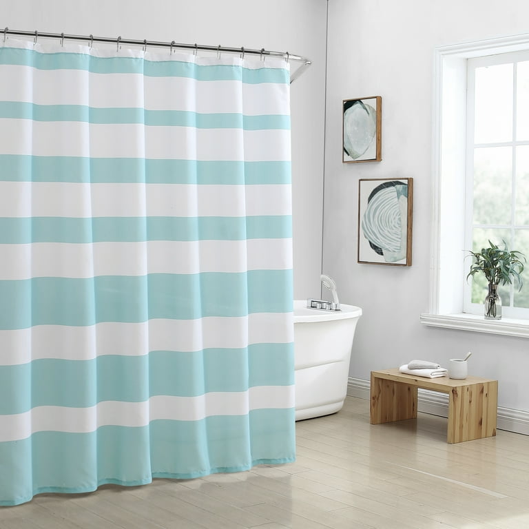 Aqua and deals white shower curtain