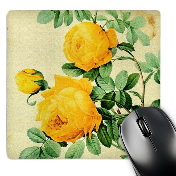 3dRose, Vintage Yellow Roses Digital Art, MousePad