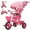 Pink, variant on JMMD Baby Trike, 6-in-1 Kids Tricycle with Adjustable Push Handle, Removable Canopy, Safety Harness for 18 Months - 5 Year Old, Red