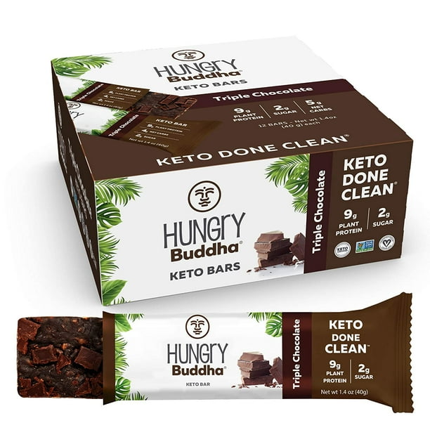 Hungry Buddha - Keto Diet Nutrition Bar - 12 Pack of Low Sugar, Low Net