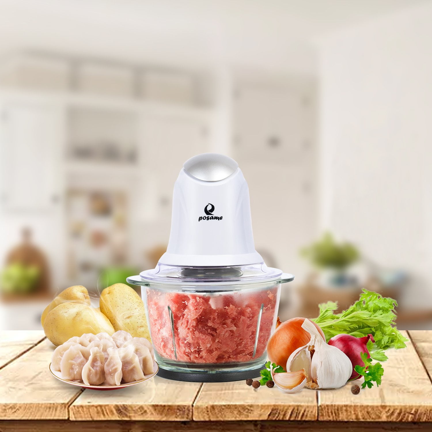 POSAME Mini Food Processor Meat Grinders Electric,Small Kitchen Food Chopper Vegetable Fruit