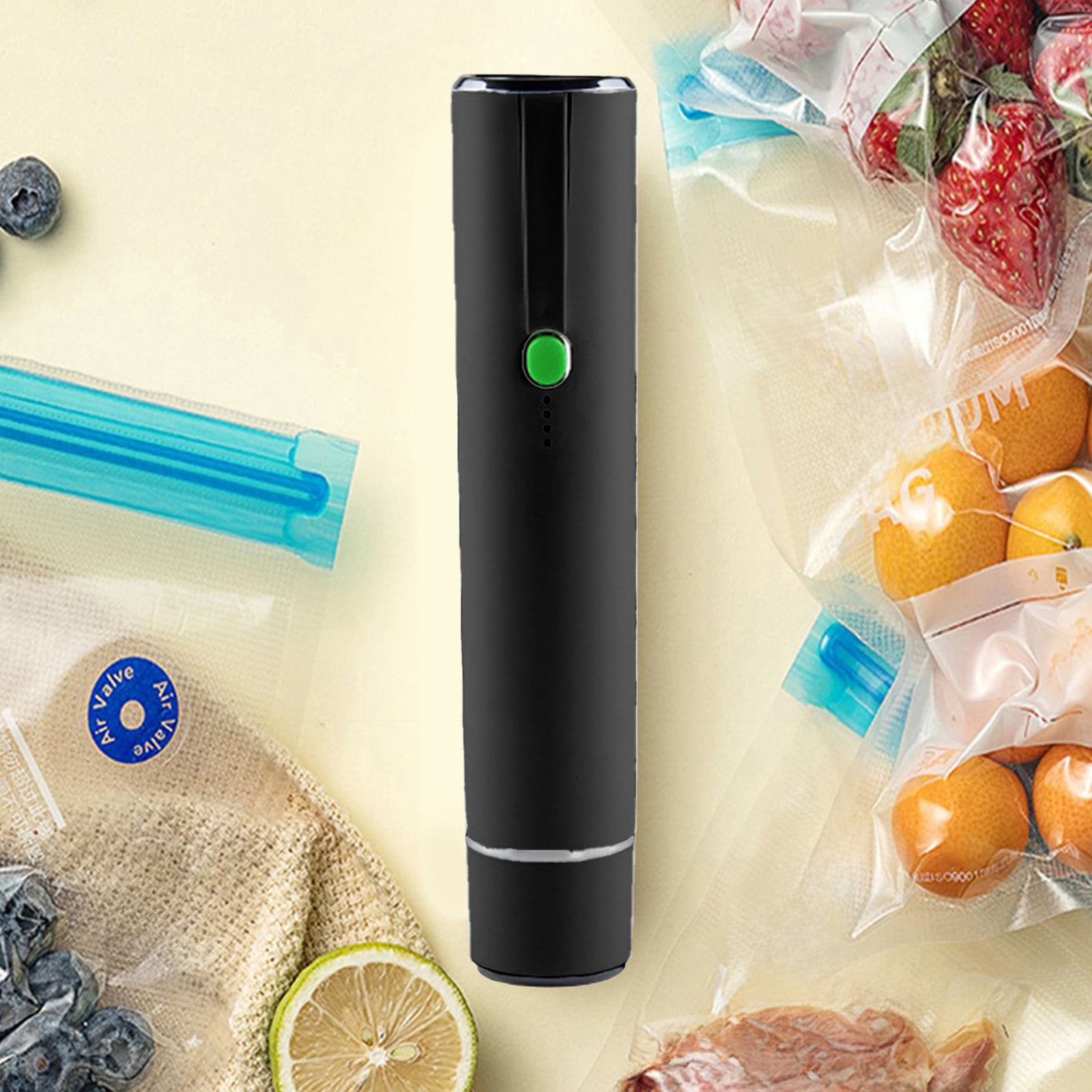 Iumwxz Handheld Vacuum Pump for Food Storage, USB Rechargeable Portable Vacuum Sealer with 65 kPa Suction for Bags and Containers, Compact Design for Home Kitchen Camping Travel