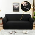 thumbnail image 3 of Clearance! EQWLJWE 100% Waterproof Couch Cover, Dual Waterproof Sofa Cover, Stretch Jacquard Sofa Slipcover, Leakproof Furniture Protector for Kids, Pets, Dog and Cat (Sofa, Black), 3 of 8