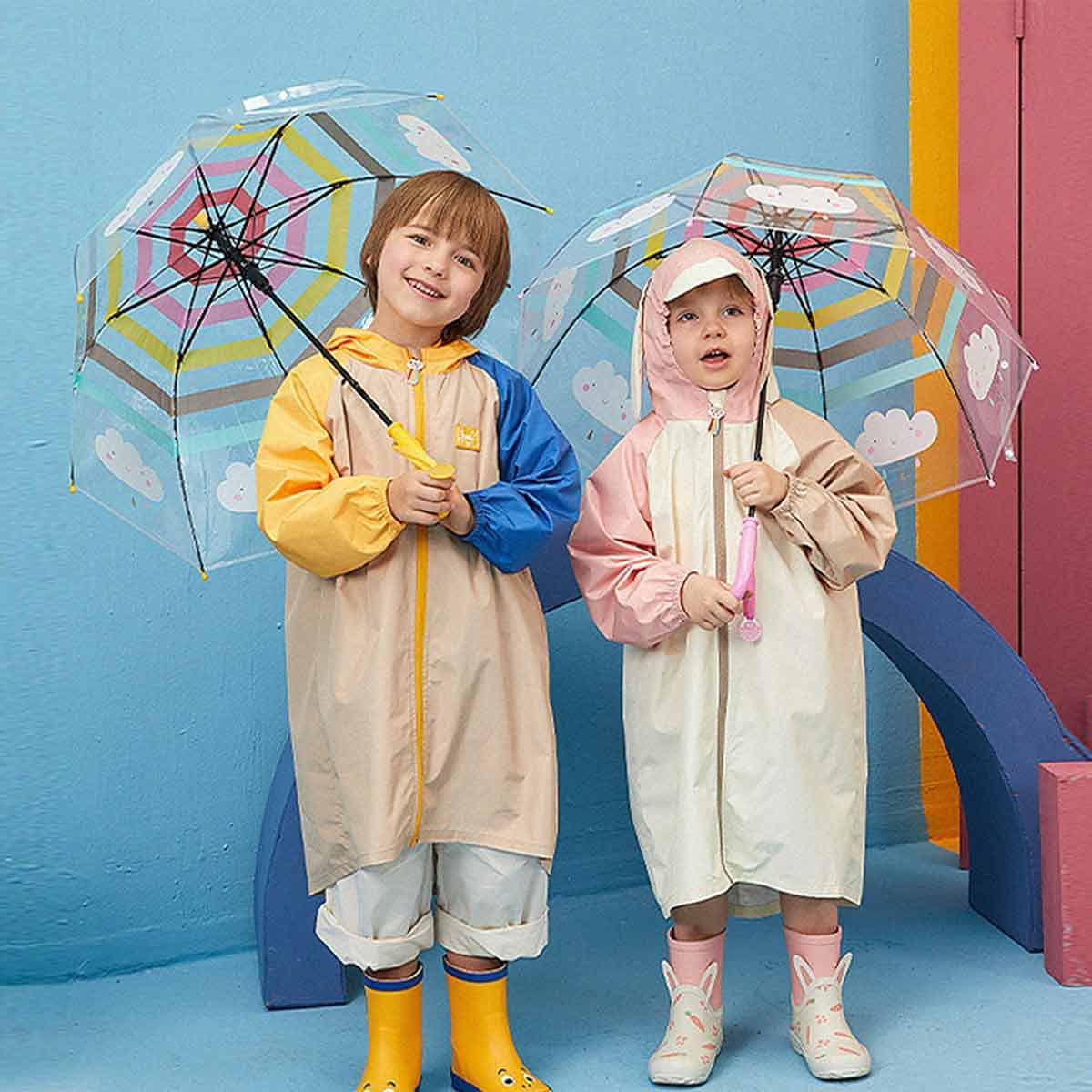 Dome Bubble Windproof Ages 3-10 Years Kids Clear Umbrella for Rain Boy's, Transparent with an Easy Grip Handle 
