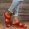thumbnail image 2 of Orthopedic Wedge Sandals for Women Open Toe Slides Fashion Bohemia Embroidery Slip on Beach Shoes Comfortable Slip on Summer Slippers Wine Size 9.5, 2 of 6