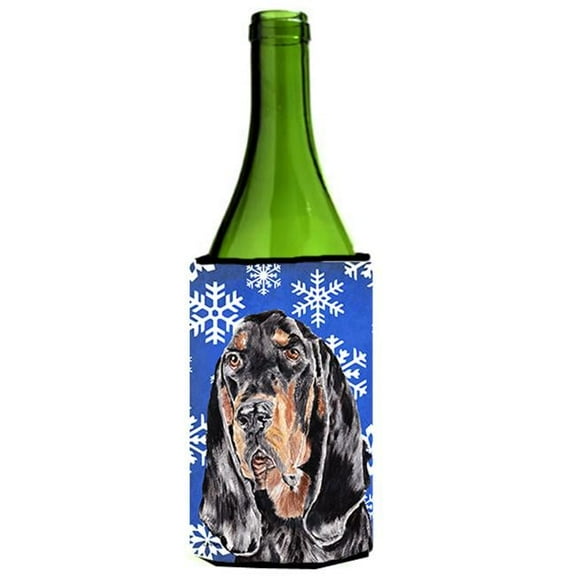 Coonhound Blue Snowflake Winter Wine bottle sleeve Hugger - 24 oz.