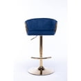 thumbnail image 6 of Set of 2 Bar Stools,with Chrome Footrest and Base Swivel Height Adjustable Mechanical Lifting Velvet + Golden Leg Simple Bar Stool-Navy, 6 of 9