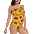 thumbnail image 3 of Goofa Yellow Leopard Print Sunflower Pattern Women's One Piece Swimsuits Tummy Control Bathing Suits Asymmetric One Shoulder Swimwear-Medium, 3 of 6