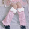 thumbnail image 4 of Dengjunhu 1 Pair Fluffy Ruffles Edge Leg Warmers Autumn Winter Fluffy Bow Decor Foot Warm Socks for Daily Wear, 4 of 7