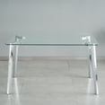 thumbnail image 4 of Sumdeal 63" Modern Minimalist Glass Dining Table Set for 4,Rectangular Dining Table and 4 Chairs,Blue, 4 of 8