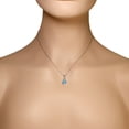 thumbnail image 2 of Sterling Silver Blue Turquoise-Tone Simulated Opal White CZ Owl Pendant Necklace, 2 of 4