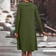 thumbnail image 5 of Long Sleeve Fall Winter Dresses for Women V Neck Button Down A Line Swing Casual Knit Sweater Dress Green M, 5 of 6