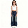 thumbnail image 5 of Girls Wide Leg Pants Girls Jeans Elastic High Waisted Wide Leg Baggy Denim Pants with Pockets, 5 of 8