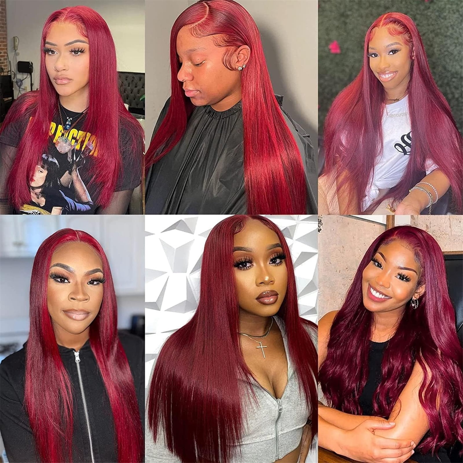 Burgundy 13x4 HD Transparent Lace Frontal Wigs Human Hair Pre Plucked Straight for Black Women