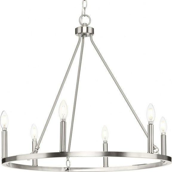 Progress Lighting Gilliam 6-Light Chandelier, Brushed Nickel, Steel, Classic Form, Elegant Presence, Ambient Illumination