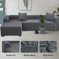 thumbnail image 2 of Super Thick Sectional Couch Covers L Shape Sofa Covers Stretch 2pcs Sofa Slipcovers for 3 Seater + 4 Seater Sectional Chaise Slipcover with 2pcs Pillow Covers for Pets, Grey, 2 of 14
