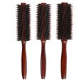 thumbnail image 2 of Cepillo de pelo con cerdas, peine redondo de sarga con mango de madera para secar, peinar y rizar el cabello (sarga 14), color aleatorio, 2 of 7