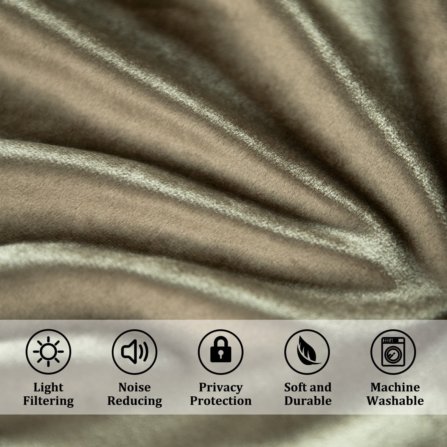 VOGOL Luxury Brown Velvet Blackout Drapes, Thermal Insulated Curtains 52x96 Inches with Rod Pocket, Set of 2