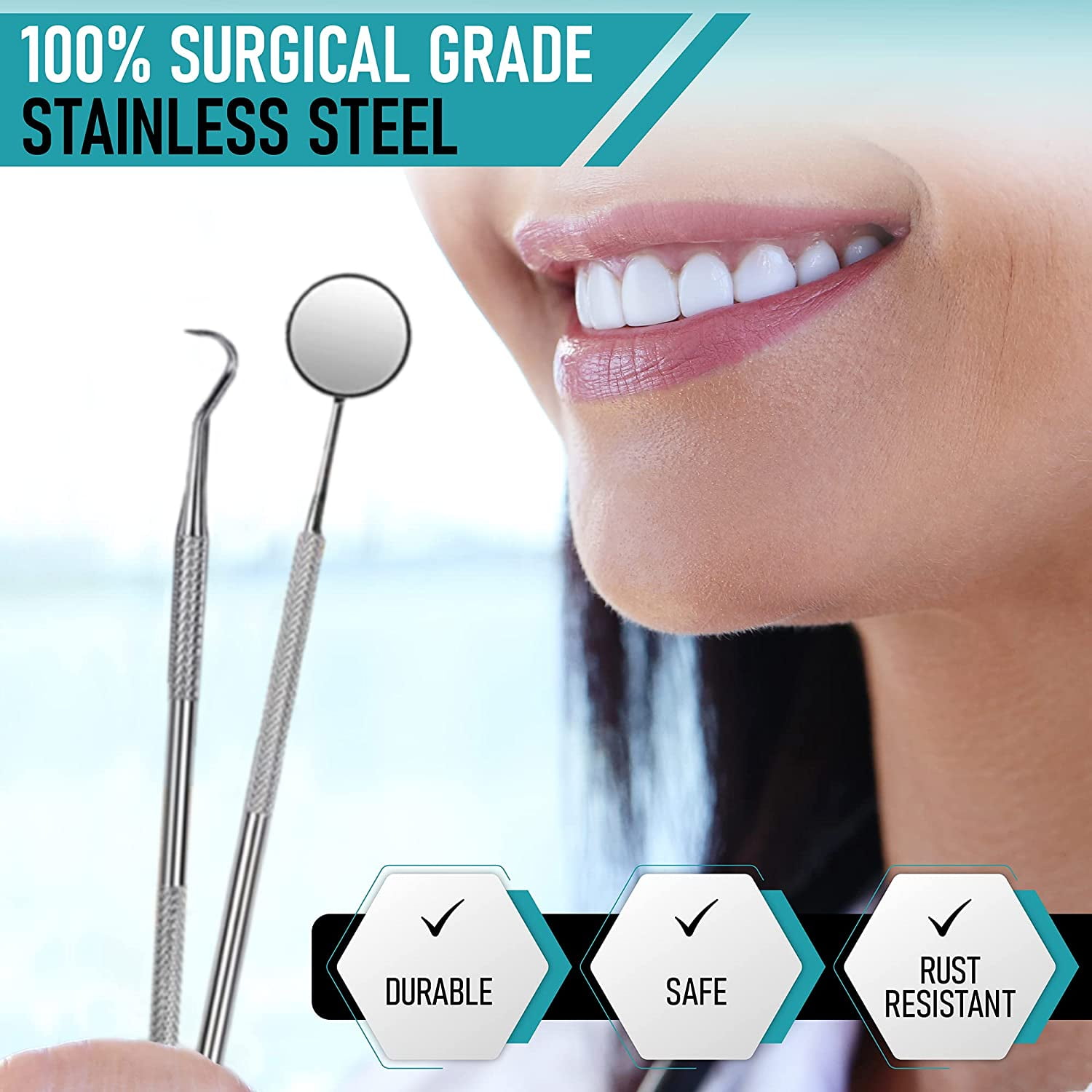 Dental Tools, 10 Pack Stainless Steel Plaque Remover Teeth Cleaning Tools Set, Oral Care Hygiene Kit with Meta Plaque Cleaner, Tartar Picks, Tooth, Tongue Scraper for Dentist, Personal, Family