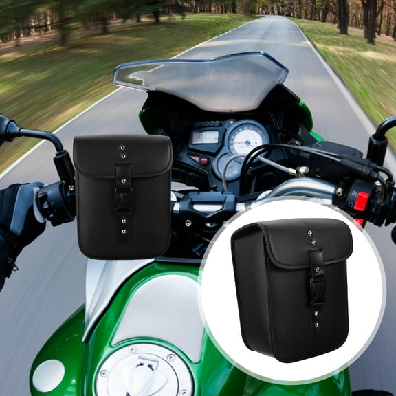 Luxshiny Rectangular Motorcycle Saddle Bags PU Black For Motorcyclists 1Pack 9.1X7.1X3.9In