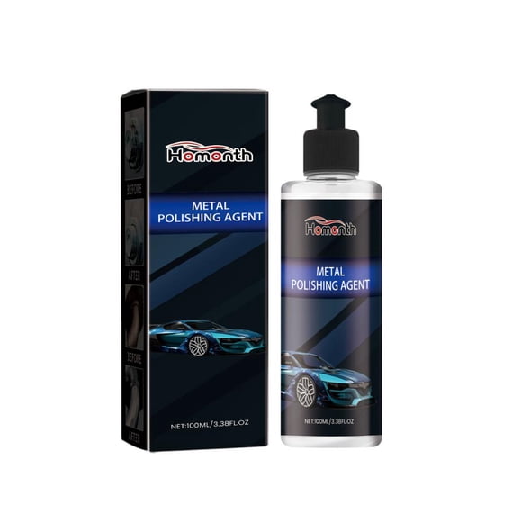 Metal Polish & Rust Remover - Stainless Steel Polishing Agent, Restores Shine on Aluminum, Brass, Copper, 100ml Non-Acidic Formula with Long-Lasting Protection & Mirror Finish